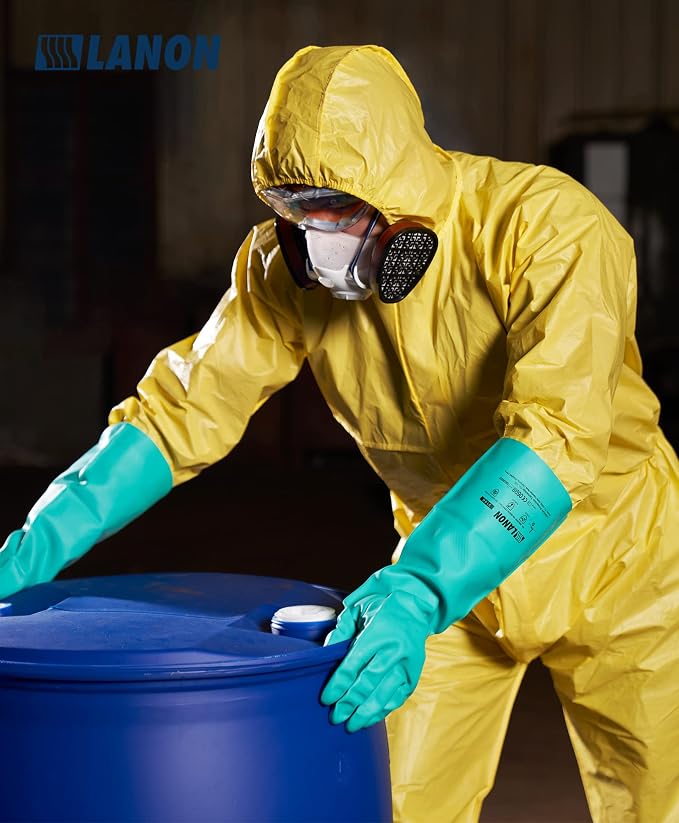 LANON Nitrile Chemical Resistant Gloves, Reusable Heavy Duty Safety Work Gloves - Image 6