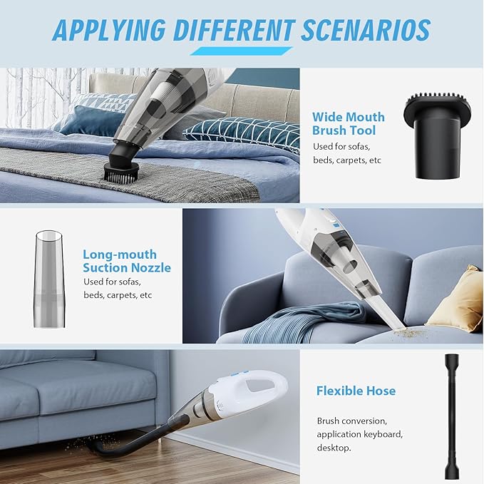 Handheld Vacuum Cordless, Car Hand Cordless Rechargeable, Powerful Suction Hand - Image 4