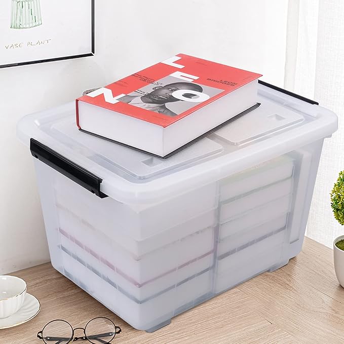 4 Packs 30 L Stackable Plastic Storage Bins - Image 3