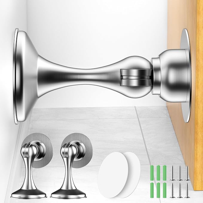 Crosize Magnetic Door Stoppers 2 Pack, Stainless Steel Door Catch by Crosize