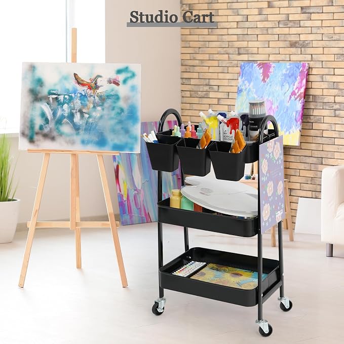 danpinera 3-Tier Rolling Cart, Metal Rolling Storage Cart - Image 4