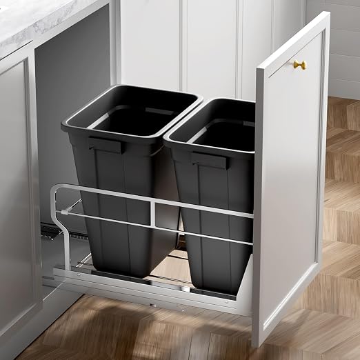 Insputer Double 40QT Pull Out Trash Can Under Cabinet, Heavy Duty Under Sink - Image 9