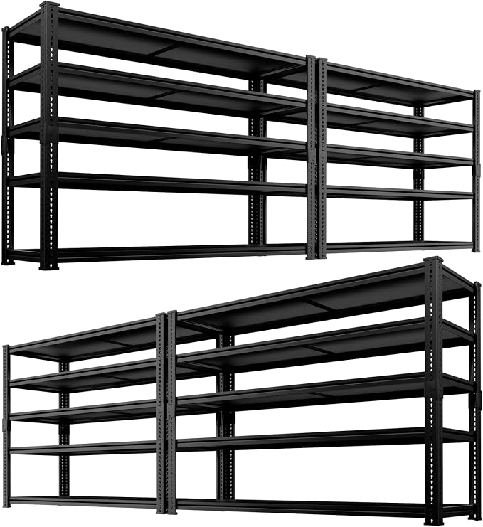 Storage Shelves Heavy Duty 4 PCS, 5-tier Adjustable Metal Industrial Utility by ROOMTEC