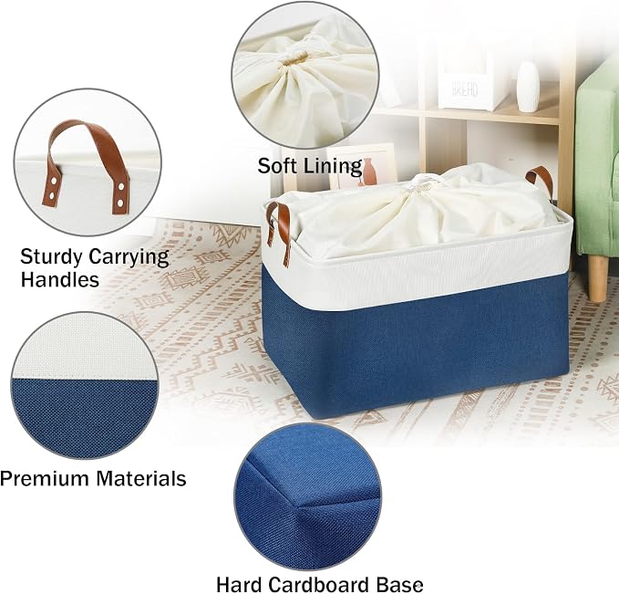 DULLEMELO 2-Pack Extra Large Blanket Basket Fabric Storage Baskets - Image 6