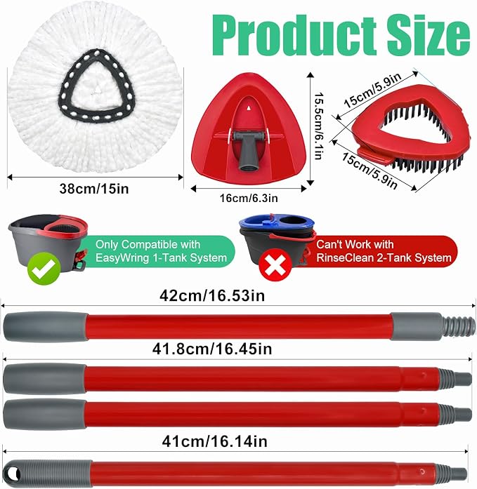 Spin Mop Heads Replacements for O Ceda EasyWring 1-Tank System, 2 Microfiber - Image 2
