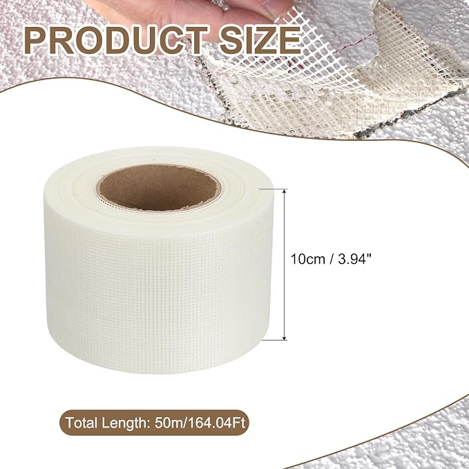 PATIKIL Drywall Repair Mesh Tape, 4 inch x 164 ft Fiberglass Repair Patch - Image 2