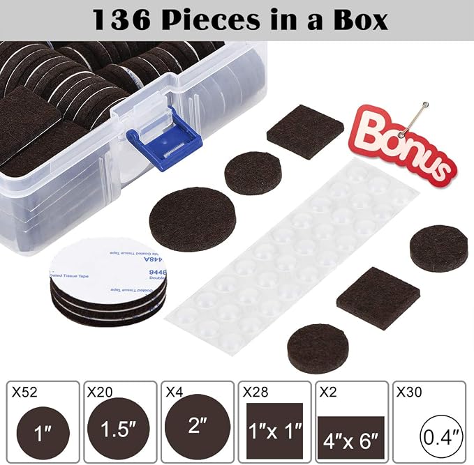 Felt Furniture Pads 136 Pieces, Furniture Pads - Image 2