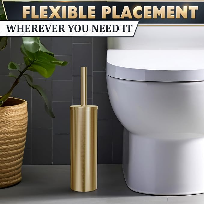 Gold Toilet Brush and Holder Set - Image 9