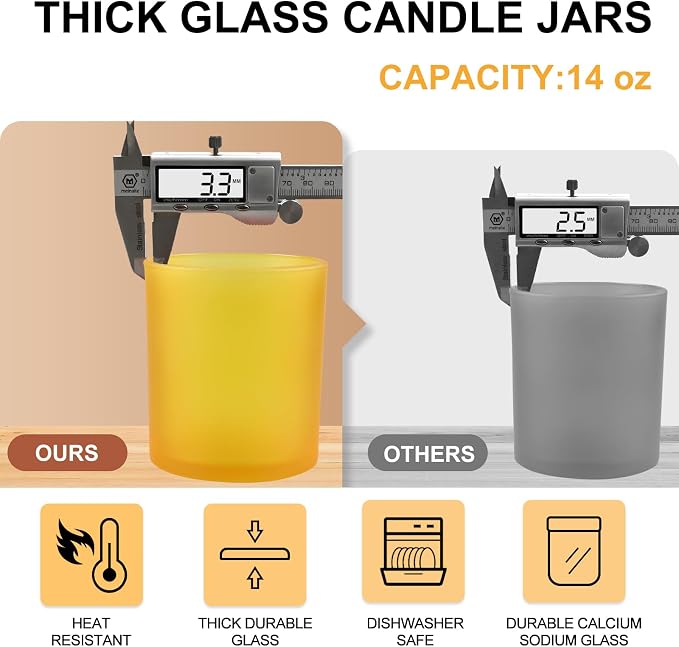 14 OZ Thick Candle Jars for Making Candles 12 Pcs, 3 Wick Empty Jars - Image 2