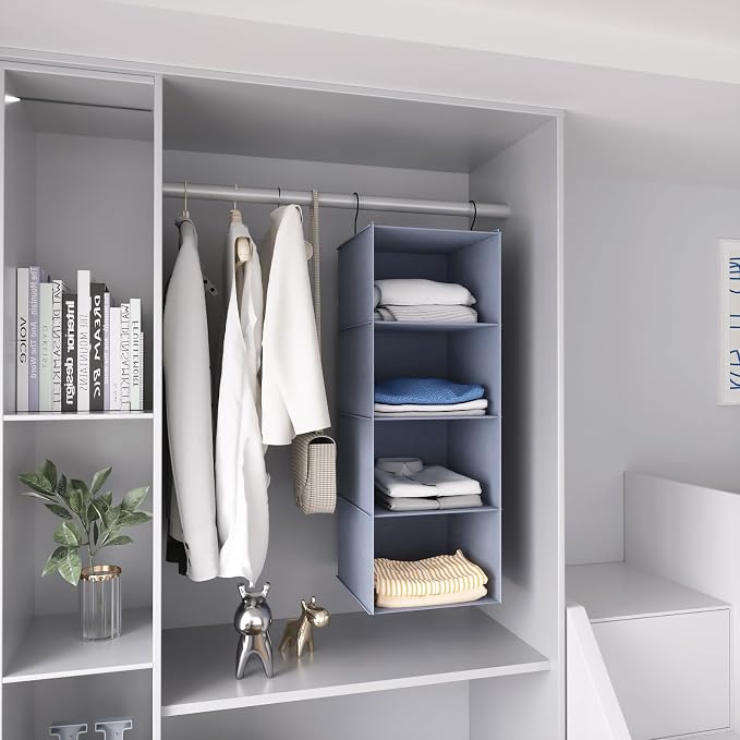 Hanging Closet Organizer, Easy Mount Foldable 4-Shelf Hanging Closet Wardrobe - Image 7
