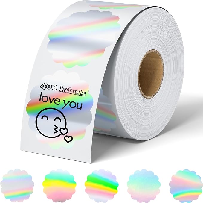 Flower Holographic Thermal Stickers 2 inch, 400 Labels by TAPSIN