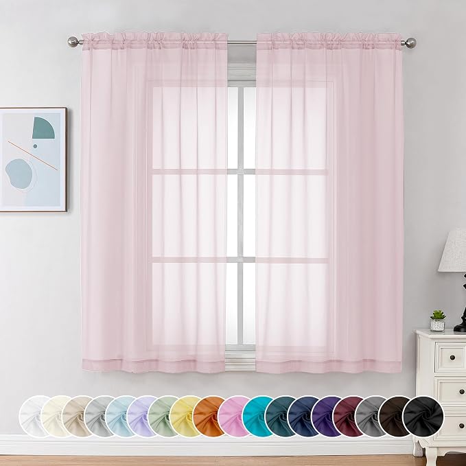 Chyhomenyc Sheer Curtains 63 Inch Length 2 Panels, Light Filtering Rod Pocket by Chyhomenyc