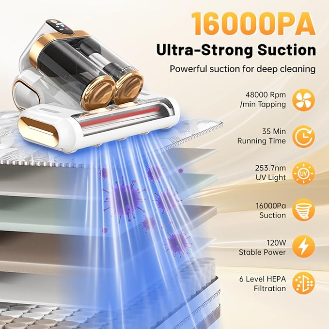 Bed Vacuum Cleaner, 16Kpa Mattress Vacuum Cleaner - Image 2