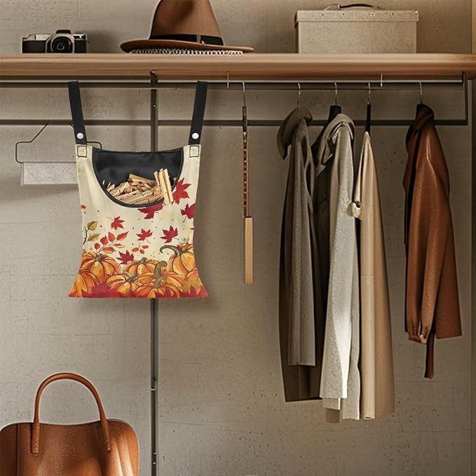 Maple Leaf Clothespin Bag Thanksgiving Pumpkin Hanging Storage Organizer - Image 5