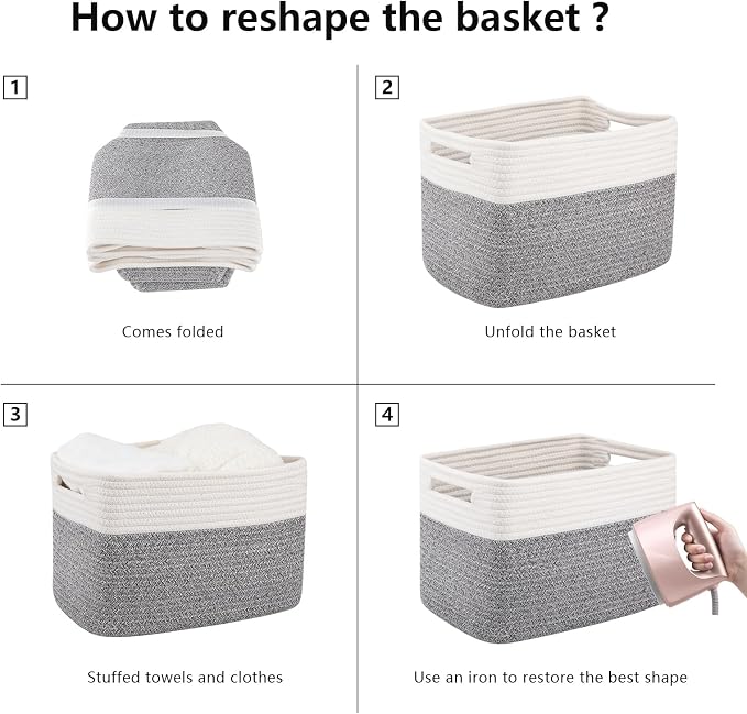 OIAHOMY 4 Pack Storage Baskets for Organizing, Basket for Shelves - Image 7