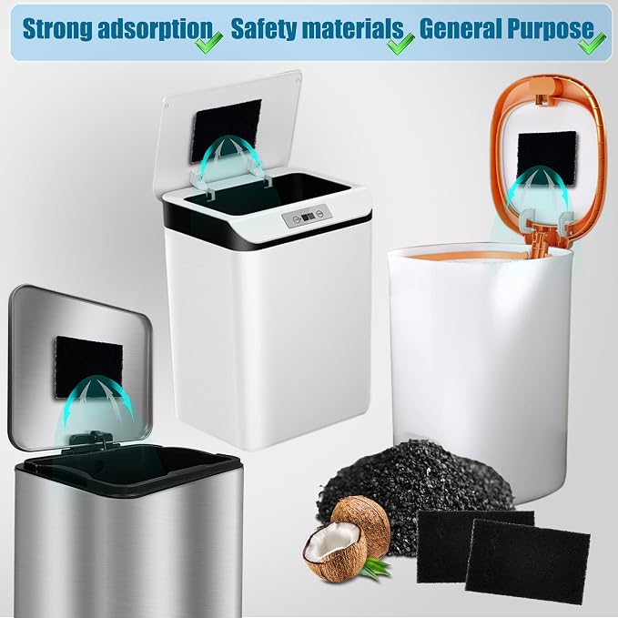 12-Pack Universal Stick-on Trash Can Odor Absorbing Filters, Activated Charcoal - Image 4