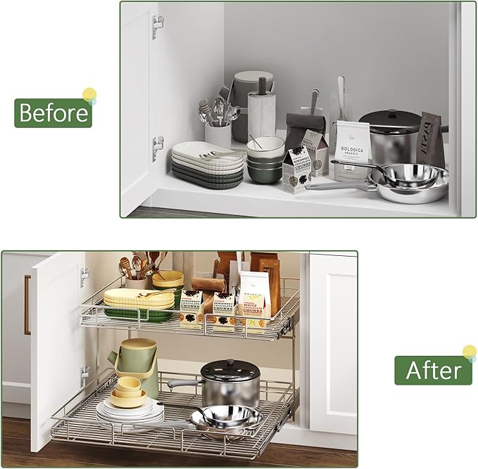 2 Tier Individual Pull Out Cabinet Organizer 31½" W x 21½" D, Heavy Duty - Image 8