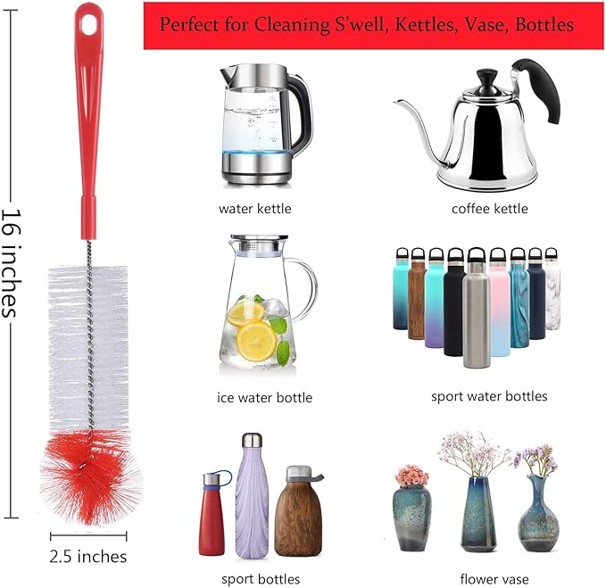 ALINK 5-Pack Red Bottle Brush Cleaner Set - Image 3