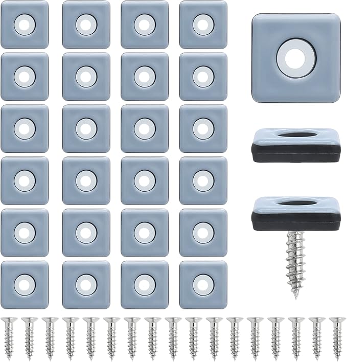 24pcs 1" Screw on Furniture Sliders, Teflon Chair Leg Slides, Square Furniture - Image 6