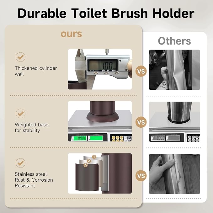Bronze Toilet Brush and Holder，Extra Long Handled Toilet Brush - Image 5