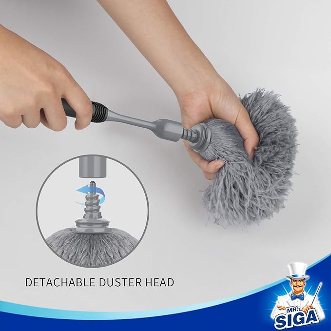MR.SIGA Microfiber Delicate Duster, Comfortable Non Slip Handle, Detachable - Image 4