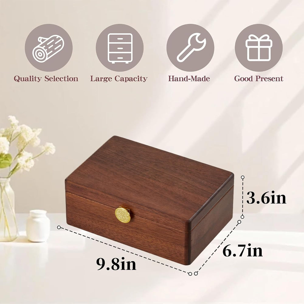 Wooden Jewelry Box For Women Jewelry Organizer Box With Lock 2 Layer Jewelry ...