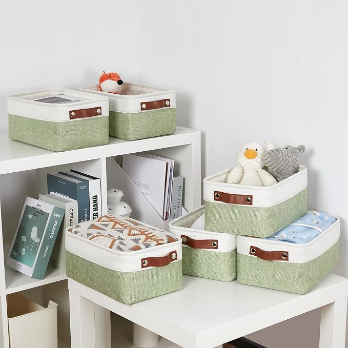 DULLEMELO Storage Baskets for Shelves, Small Fabric Collapsible Rectangular - Image 7