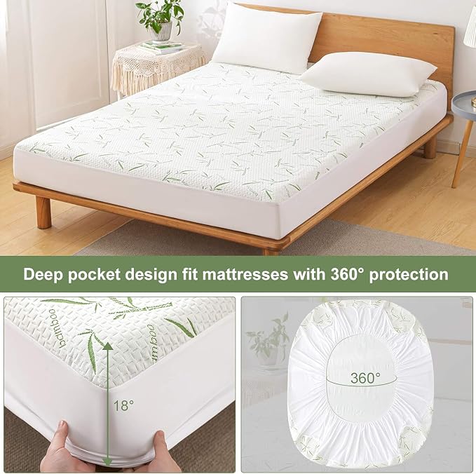 Twin Mattress Protector 2 Pack, Waterproof Mattress Pad Washable Bamboo Rayon - Image 5