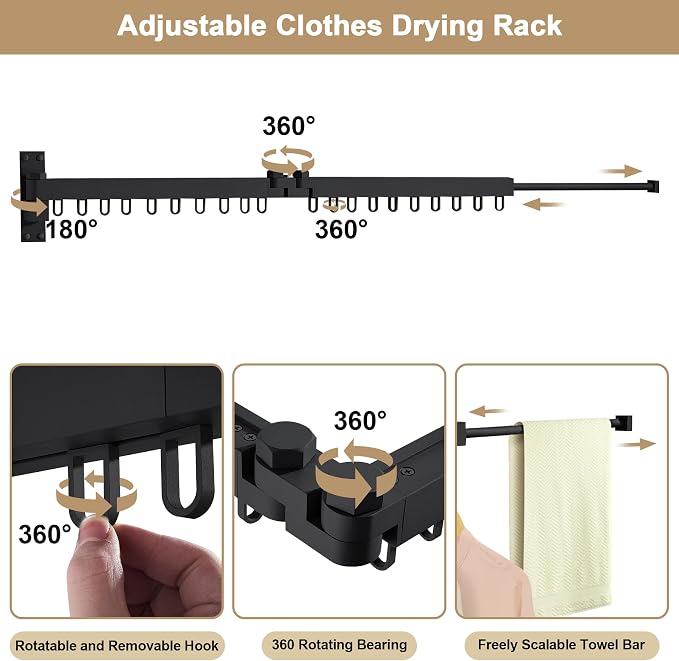 Bakala Clothes Drying Rack Foldable, Laundry Drying Rack Clothing Wall Mounted - Image 3