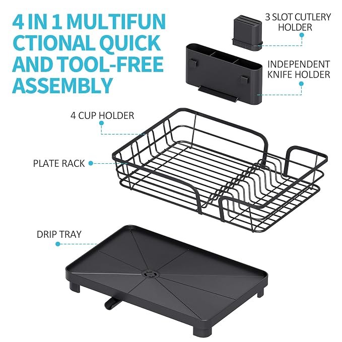 Dish Drying Rack for Kitchen Counter, Kitchen Dish Rack, Sink Dishes Strainer - Image 7
