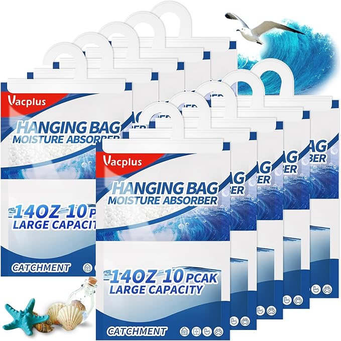 Vacplus Moisture Absorbers, Hanging Closet Dehumidifier Bags, Humidity Packs by Vacplus