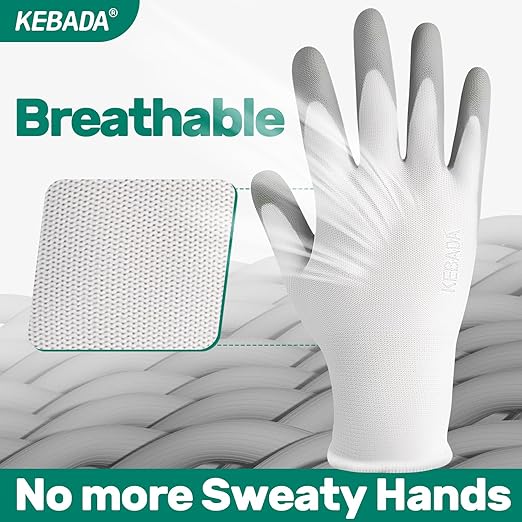Kebada W1 Work Gloves for Men and Women, 12 Pairs Touchscreen Safety Gloves - Image 4