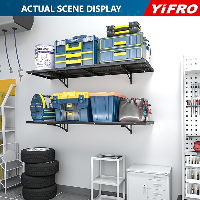 2-Pack 1.5x4ft Heavy Duty Garage Wall Shelving, 500 lbs Load Capacity, Garage - Image 7