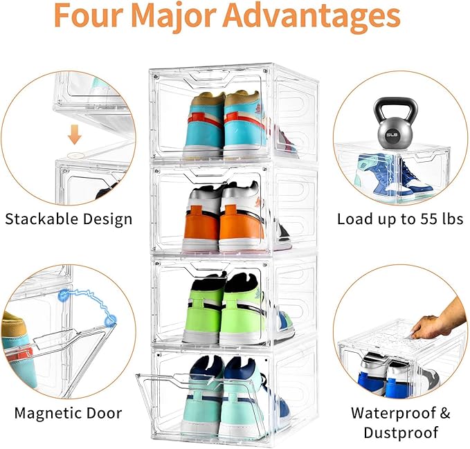 12 Pack Thicken & Sturdy Clear Shoe Storage Organizer - Image 4