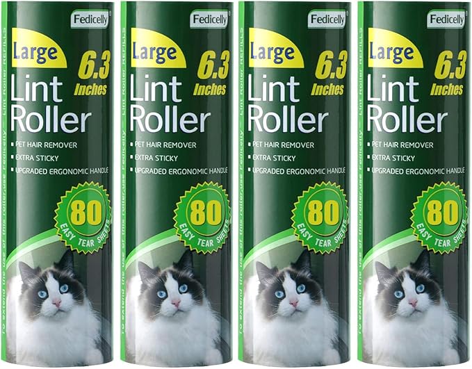 Fedicelly Large Lint Rollers Pet Hair Extra Sticky Refills, Mega Value Set 6.3 by Fedicelly