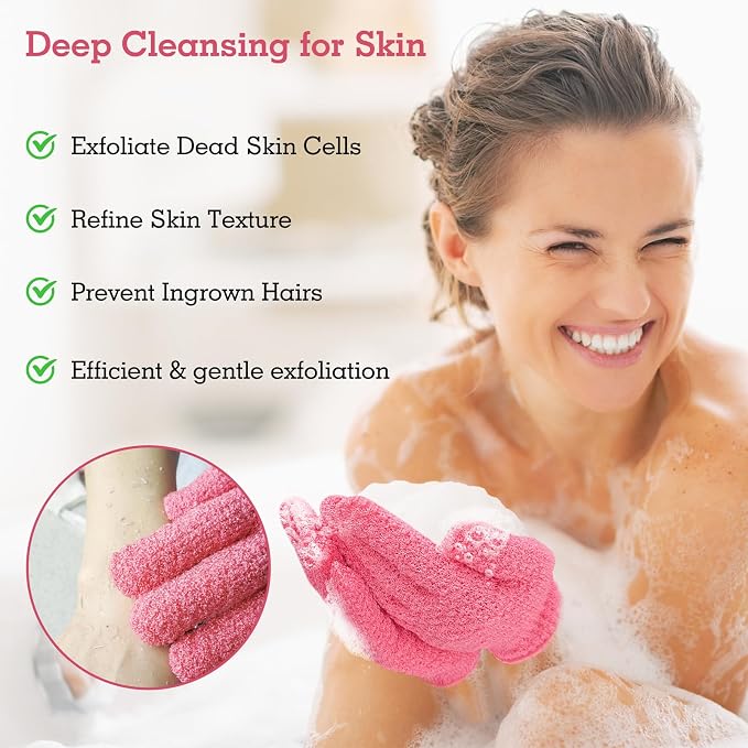 Evridwear Exfoliating Gloves for Shower, 100% Nylon Thick Soft Medium Heavy - Image 3