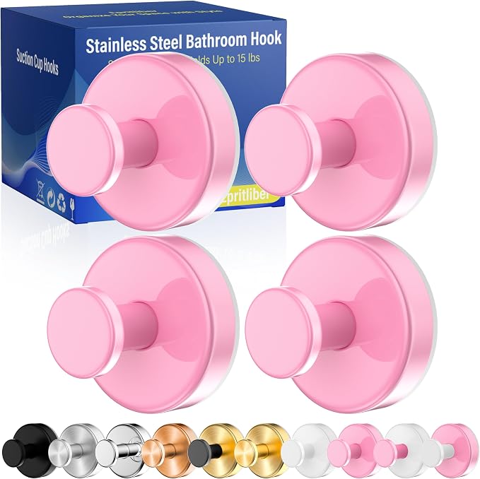Suction Cup Hooks for Shower, Removable No Drill Towel Hooks, Upgraded 15 lbs by Unknown