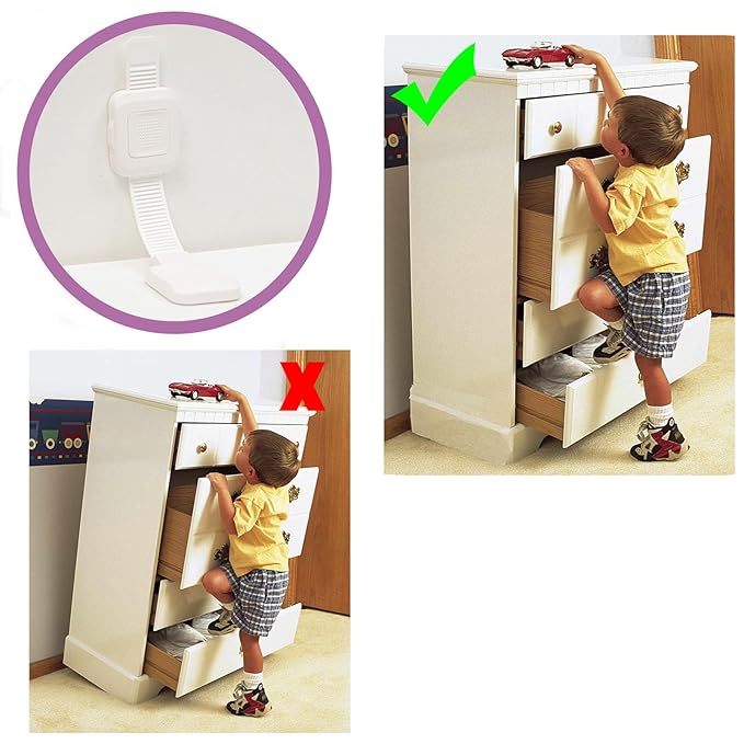 Upgraded No Drill Adhesive Furniture Anchor, Adjustable Anti Tip Furniture Wall - Image 3