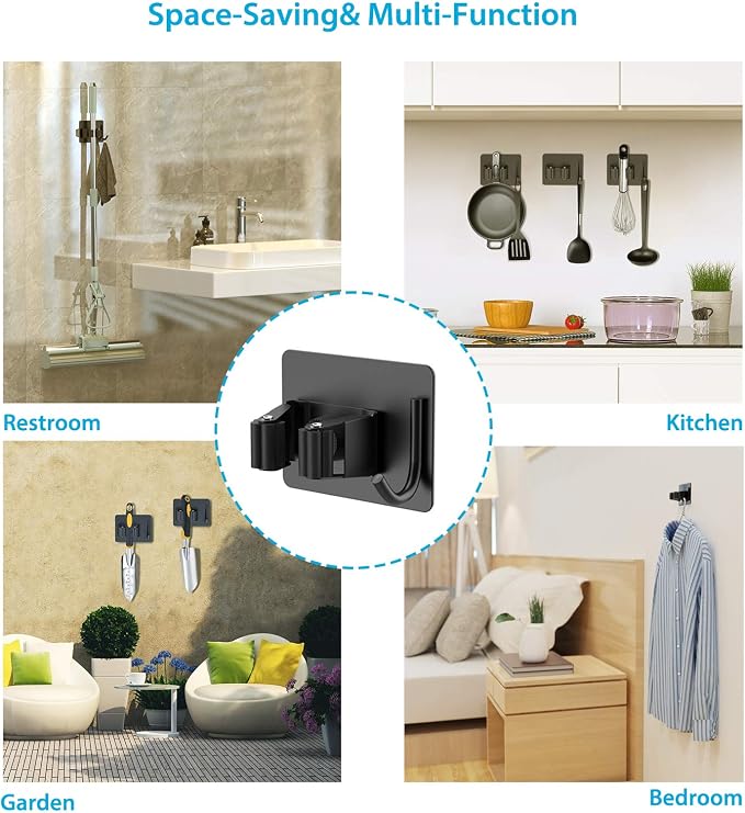 Mop Broom Holder No Drill, Mop Broom Organizer Wall Mounted Heavy Duty - Image 8
