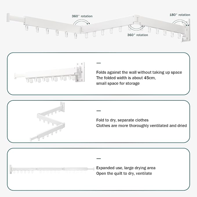 Clothes Drying Rack, Laundry Drying Rack, Clothes Rack Wall Mount, Wall Mounted