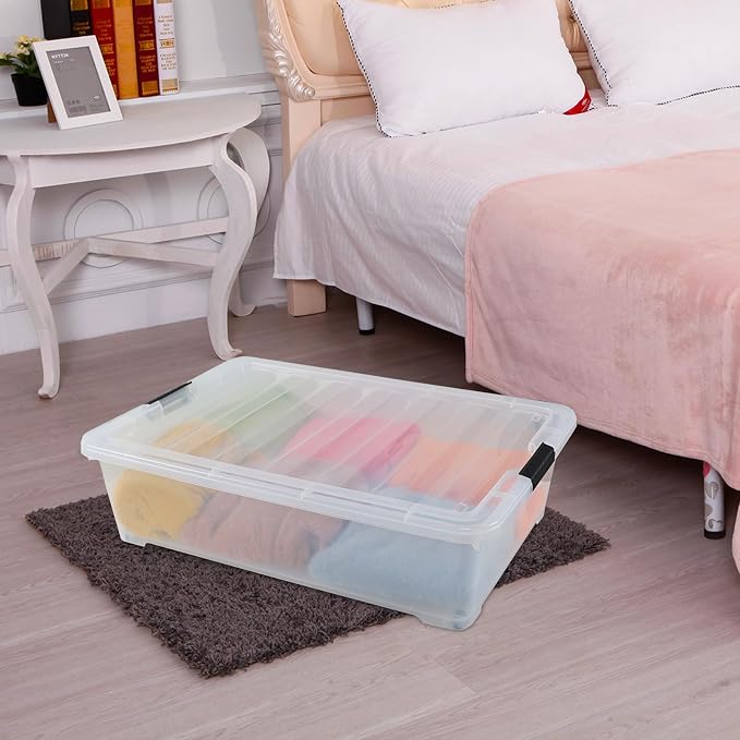 50 Quart Wheeled Latching Storage Box, Stackable Bin - Image 6