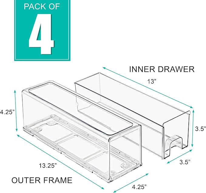 Sorbus Small Clear Storage Drawers – Acrylic Stackable Storage Bins - Image 4