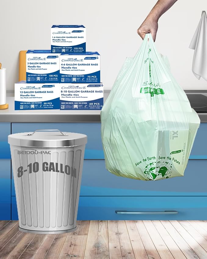 8-10 Gallon Compostable Trash Bags, Compost Bags Kitchen Trash Bags - Image 5