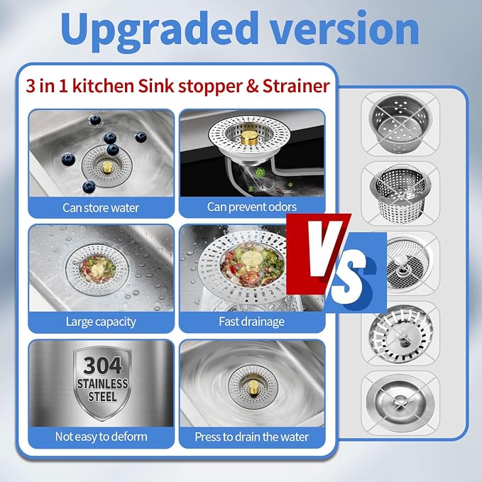 Upgraded 3 in 1 Kitchen Sink Drain Strainer - Image 3