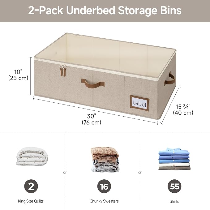 StorageWorks Under Bed Storage Bins, 90L Clothes Organizer - Image 2