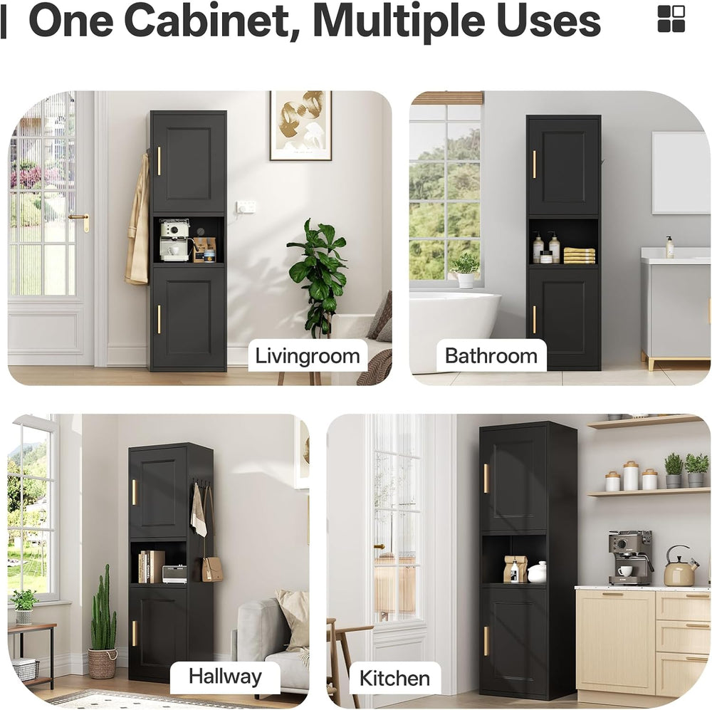 67" Tall Narrow Storage Cabinet, Metal Slim Bathroom Storage Cabinet wit...