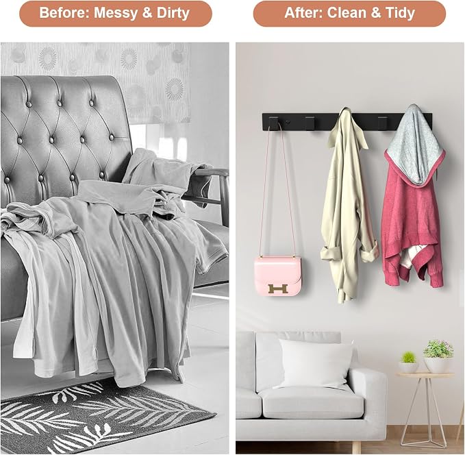 PMMASTO Coat Rack Wall Mount, Coat Hooks Wall Hooks - Image 6