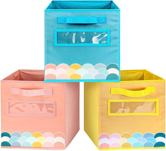 Cube Storage Bins, 3 Pack 11 Inch Fabric Storage Bins by ABCKEY