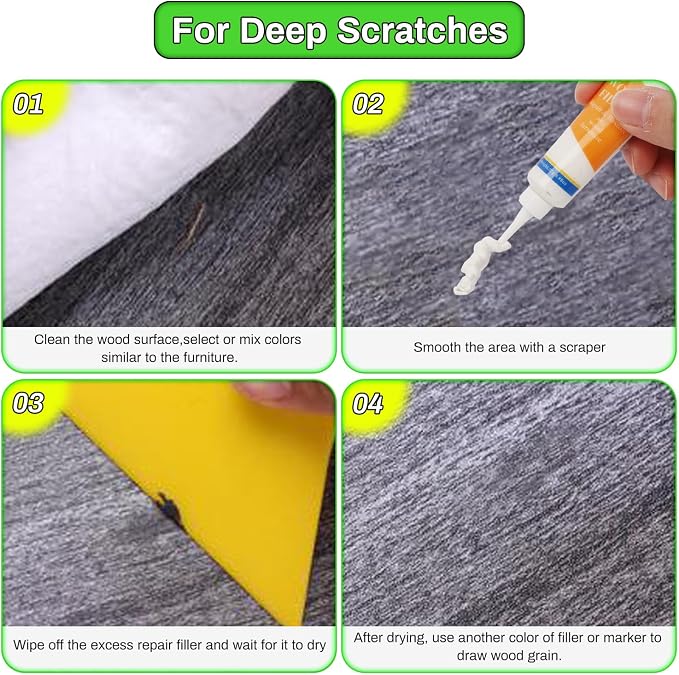 Wood Furniture Repair Kit, 24 Colors Wood Fillers, Scratch Repair Covers & - Image 6