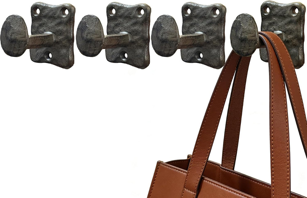 4Pcs Rustic Cast Iron Railroad Spike Wall Hook, Heavy Duty Farmhouse Style Si...